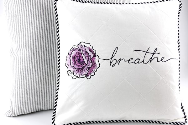 "Breathe" Wild Rose pillow for inspiration
