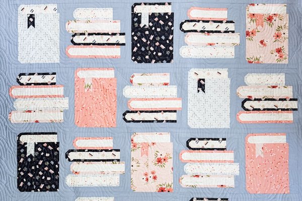 Book Nook Quilt - commission using book-themed fabrics