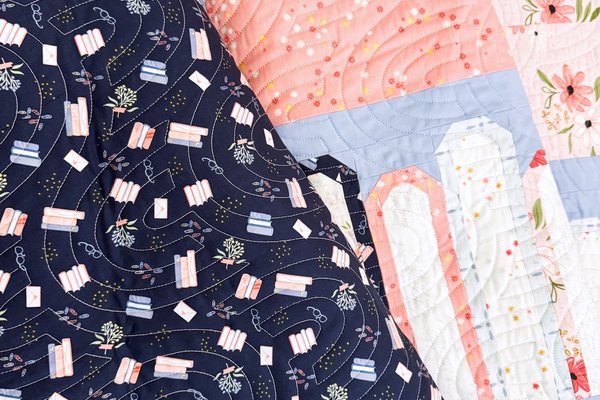 Book Nook Quilt - commission using book-themed fabrics