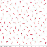 Candy Canes in White Seasonal Basic by Christopher Thompson for Riley Blake Designs