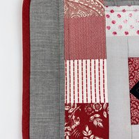 Red and Gray Quilted Potholder Set, Handmade Hot Pads
