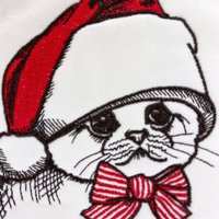 Personalized Christmas Stocking, Embroidered with Sweet Kitten and Your Choice of Name