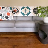 Handmade Modern Quilt and Pillow Set, Nurse's Cross Design, 44 X 58 with Large Matching Square Pillow