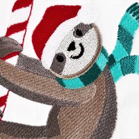 Personalized Christmas Stocking, Embroidered Sloth and Candy Cane, Handmade