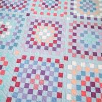 Handmade Quilt, Pretty Spring Colors, Fresh Modern Patchwork Gift, Large Throw Quilt, 55 X 72
