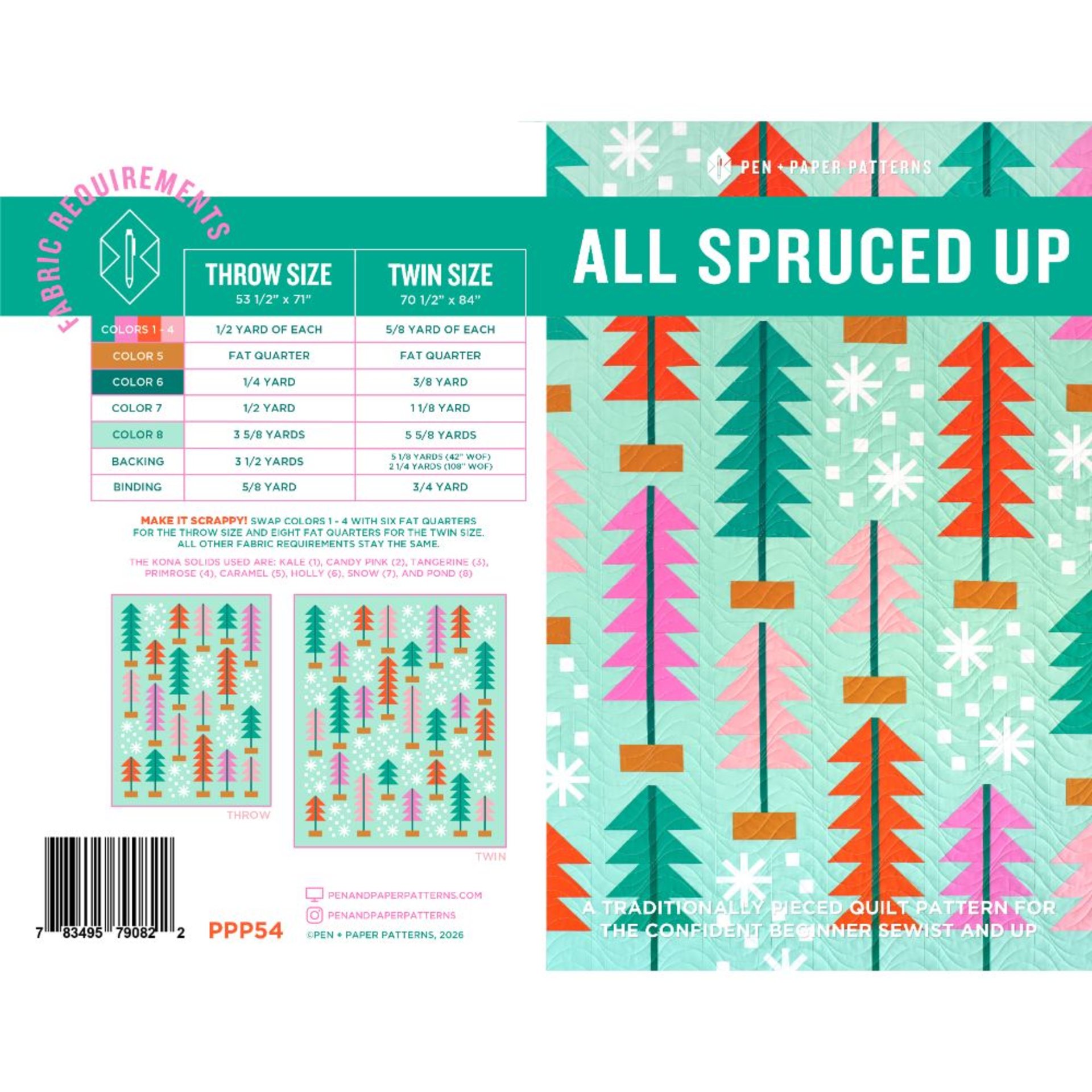 All Spruced Up Quilt Pattern, Traditionally Pieced, Confident Beginner Sewist, Pen + Paper Patterns (Paper Pattern)