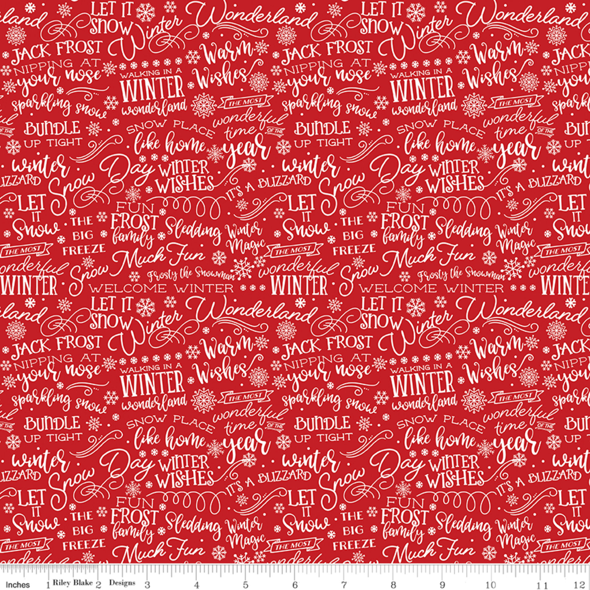 A Perfect Winter Text in Red by Lori Whitlock for Riley Blake Designs