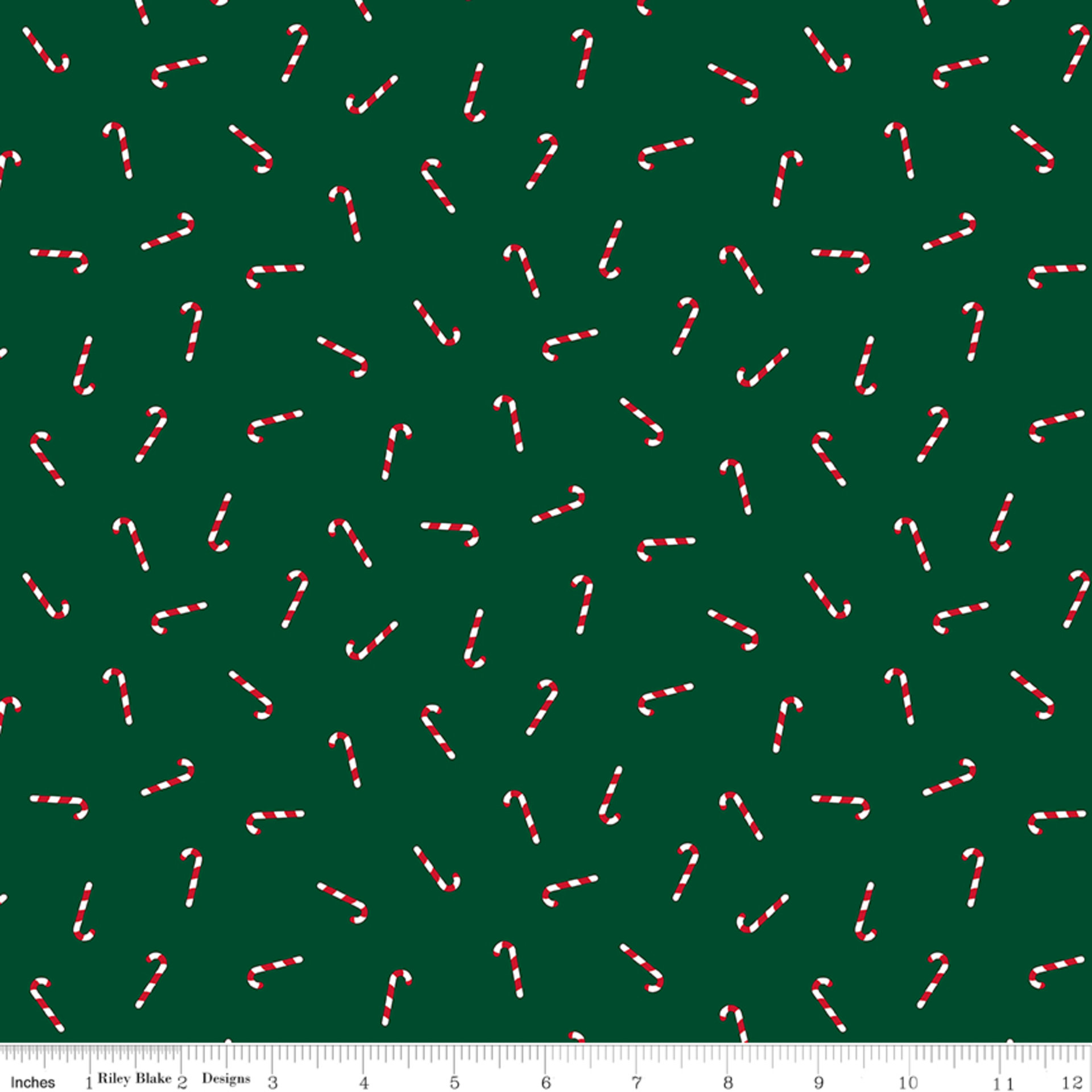 Candy Canes in Green Seasonal Basic by Christopher Thompson for Riley Blake Designs