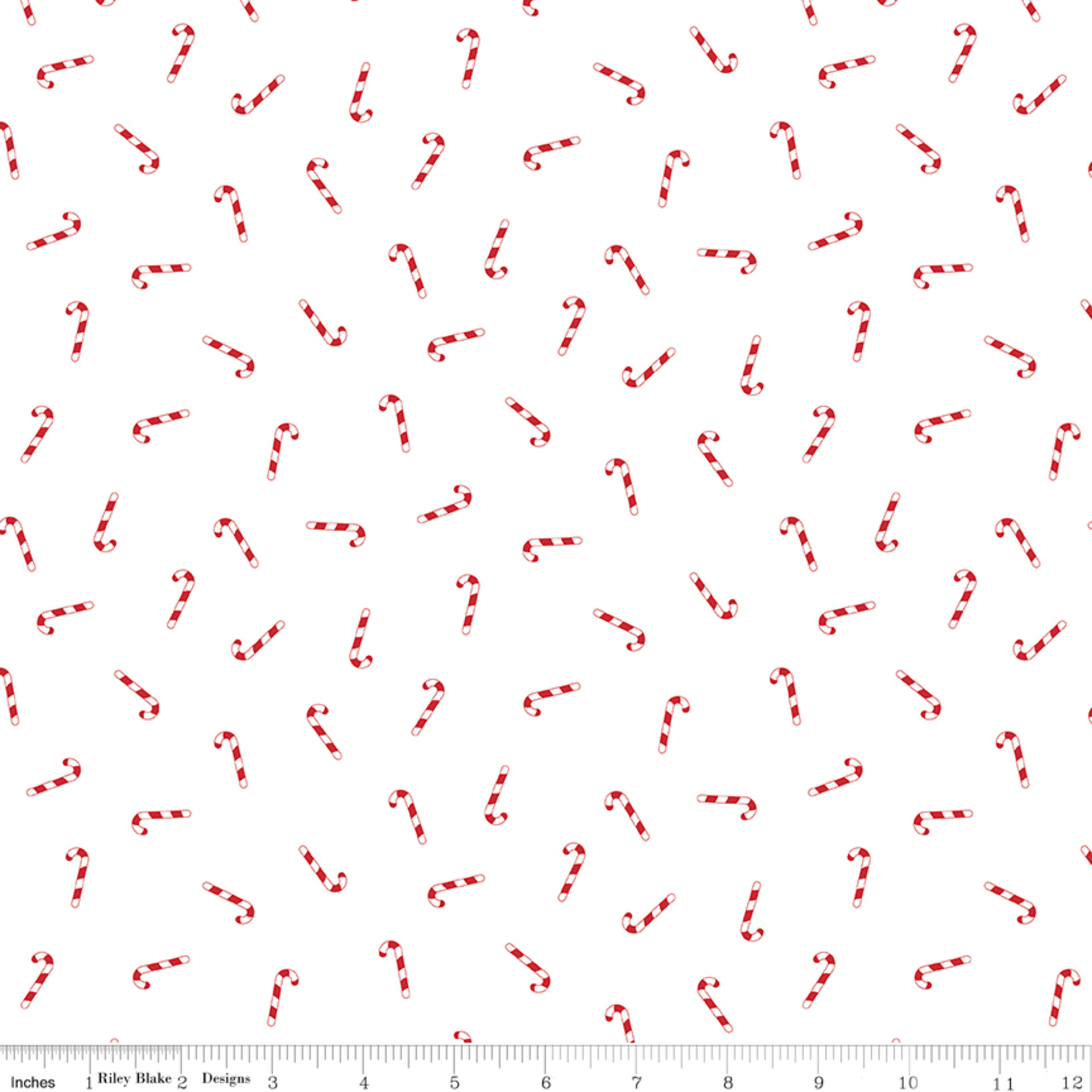 Candy Canes in White Seasonal Basic by Christopher Thompson for Riley Blake Designs