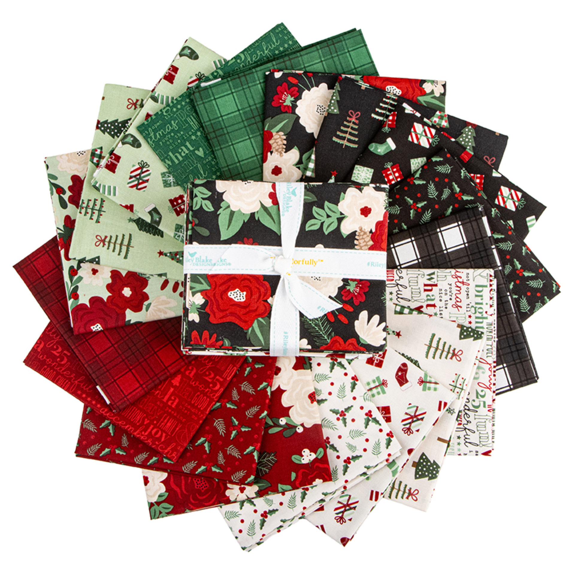 Riley Blake Evergreen Wishes Fat Quarter Bundle by Traci Reed - 18 Fabrics
