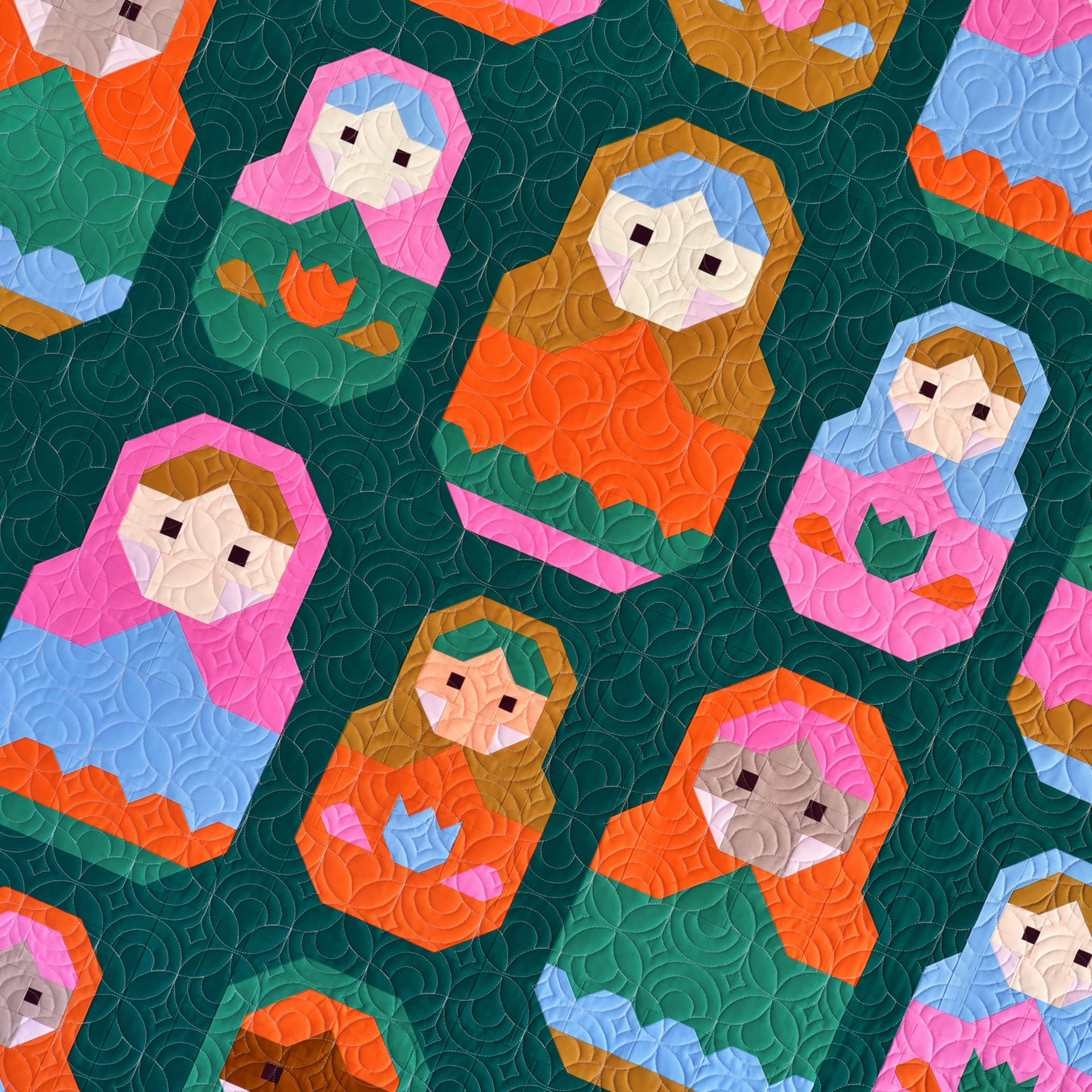 Nesting Dolls Quilt Pattern, Traditionally Pieced, Pen + Paper Patterns (Paper Pattern)