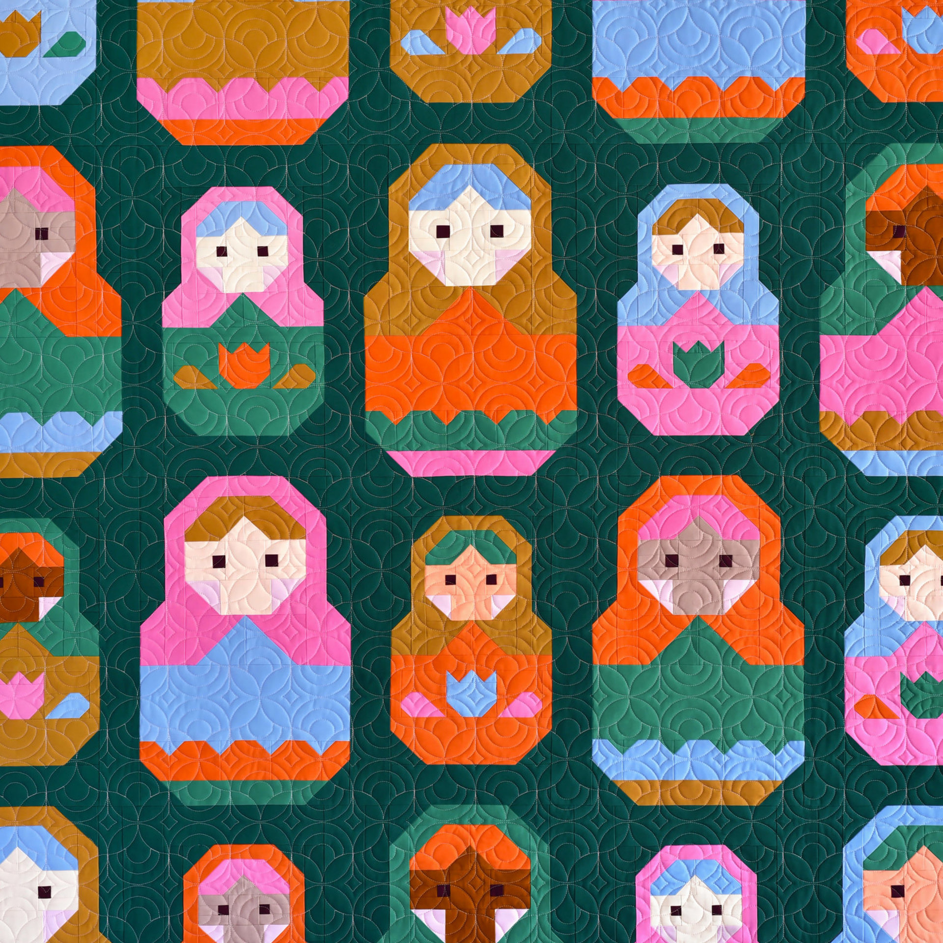 Nesting Dolls Quilt Pattern, Traditionally Pieced, Pen + Paper Patterns (Paper Pattern)