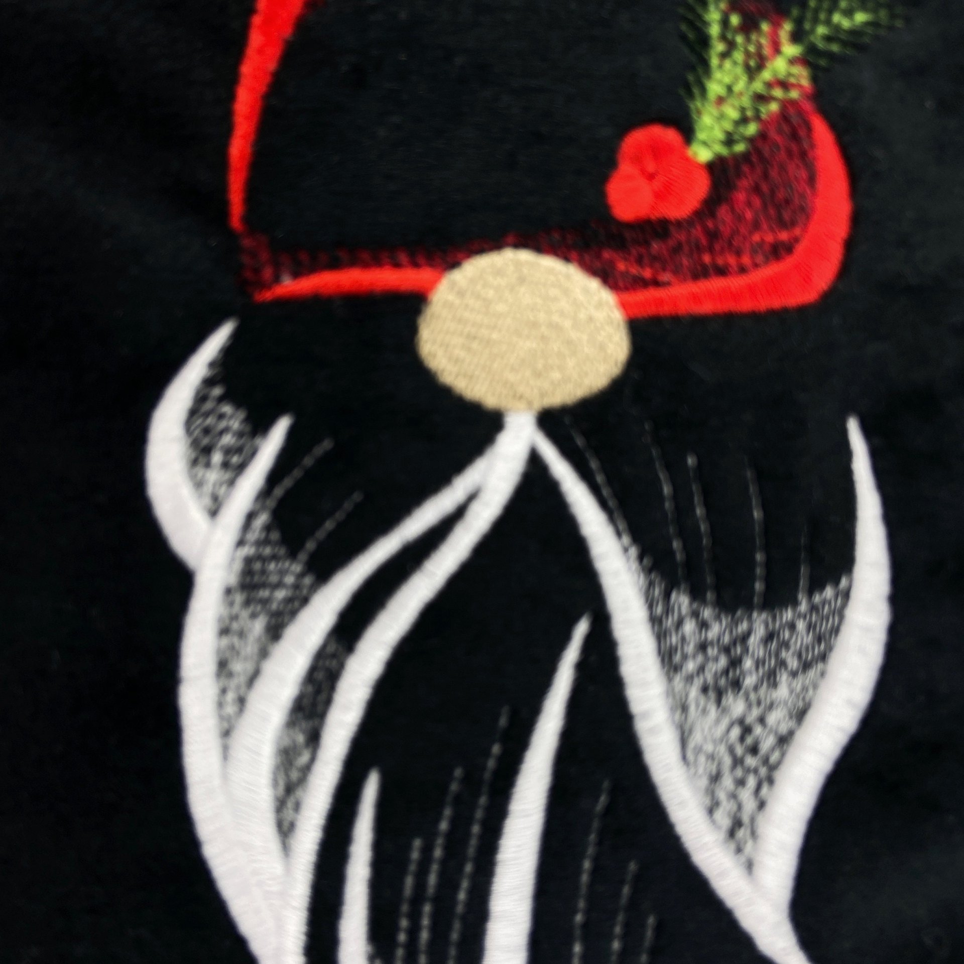 Personalized Christmas Stocking, Embroidered with Gnome in Santa Hat and Your Choice of Name