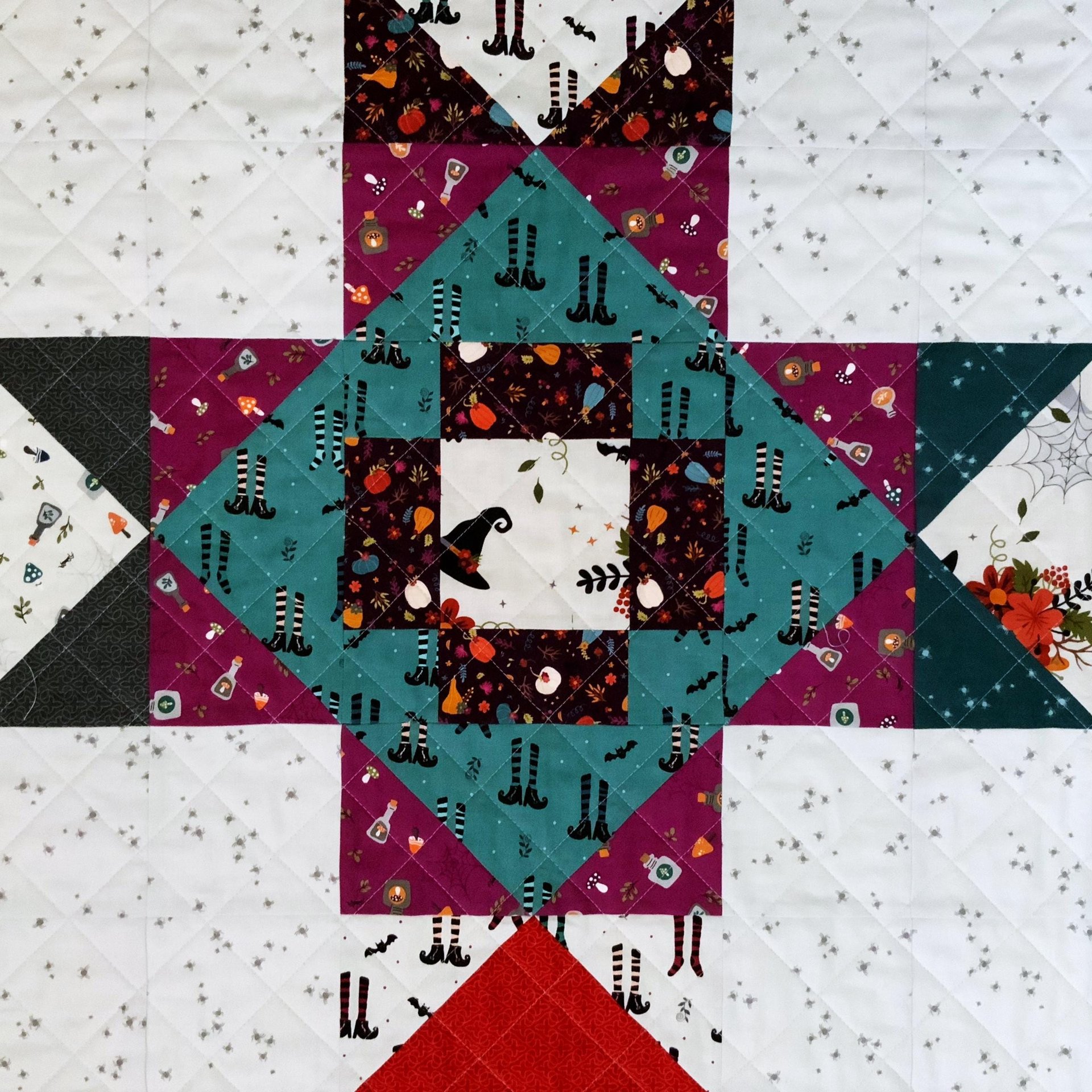 Halloween Quilt, Modern Handmade Throw Quilt, Perfect for Fall Holiday Home Decor, 48 X 64