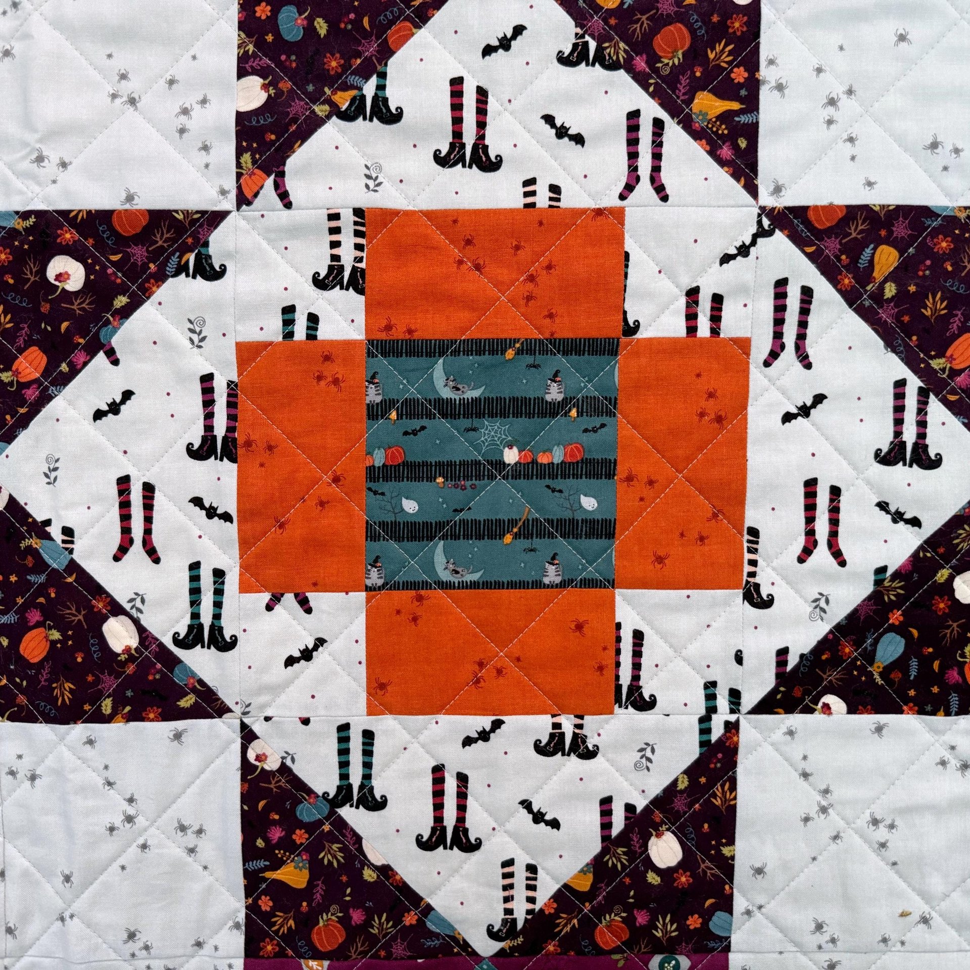 Halloween Quilt, Modern Handmade Throw Quilt, Perfect for Fall Holiday Home Decor, 48 X 64