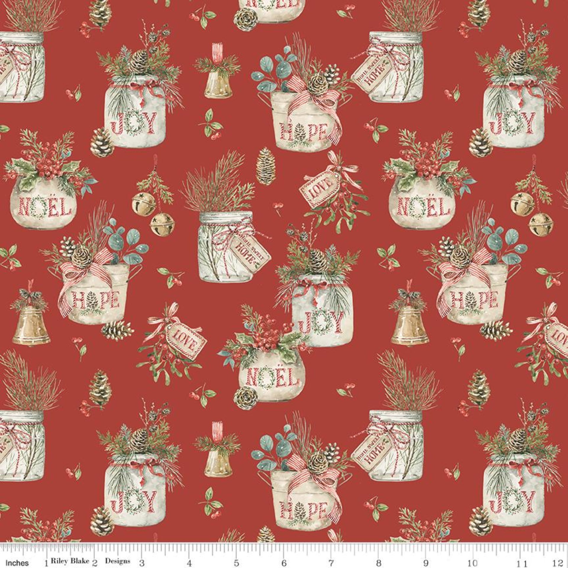 Riley Blake Holiday Spirit 1 Yard Bundle in Red Colorway by Lisa Audit - 7 Fabrics