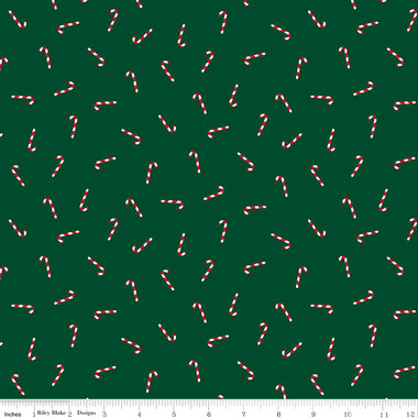 Candy Canes in Green Seasonal Basic by Christopher Thompson for Riley Blake Designs