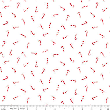 Candy Canes in White Seasonal Basic by Christopher Thompson for Riley Blake Designs