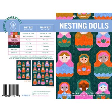 Nesting Dolls Quilt Pattern, Traditionally Pieced, Pen + Paper Patterns (Paper Pattern)