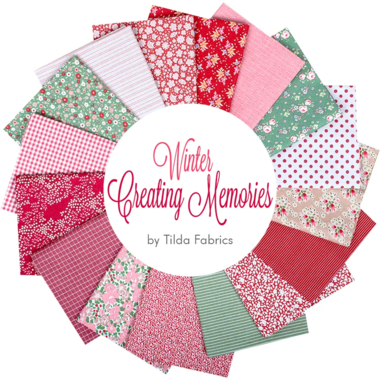Tilda Winter Creating Memories Fat Quarter Bundle, Reds and Greens - 16 Fabrics