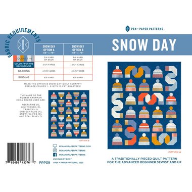 Snow Day Quilt Pattern, Traditionally Pieced, Intermediate Sewist, Pen + Paper Patterns (Paper Pattern)