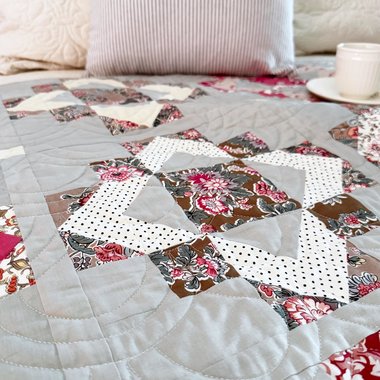 Handmade Quilt, Floral Prints, Cottage Core, Jane Austen Fabric, Soft Colors, 51 X 63