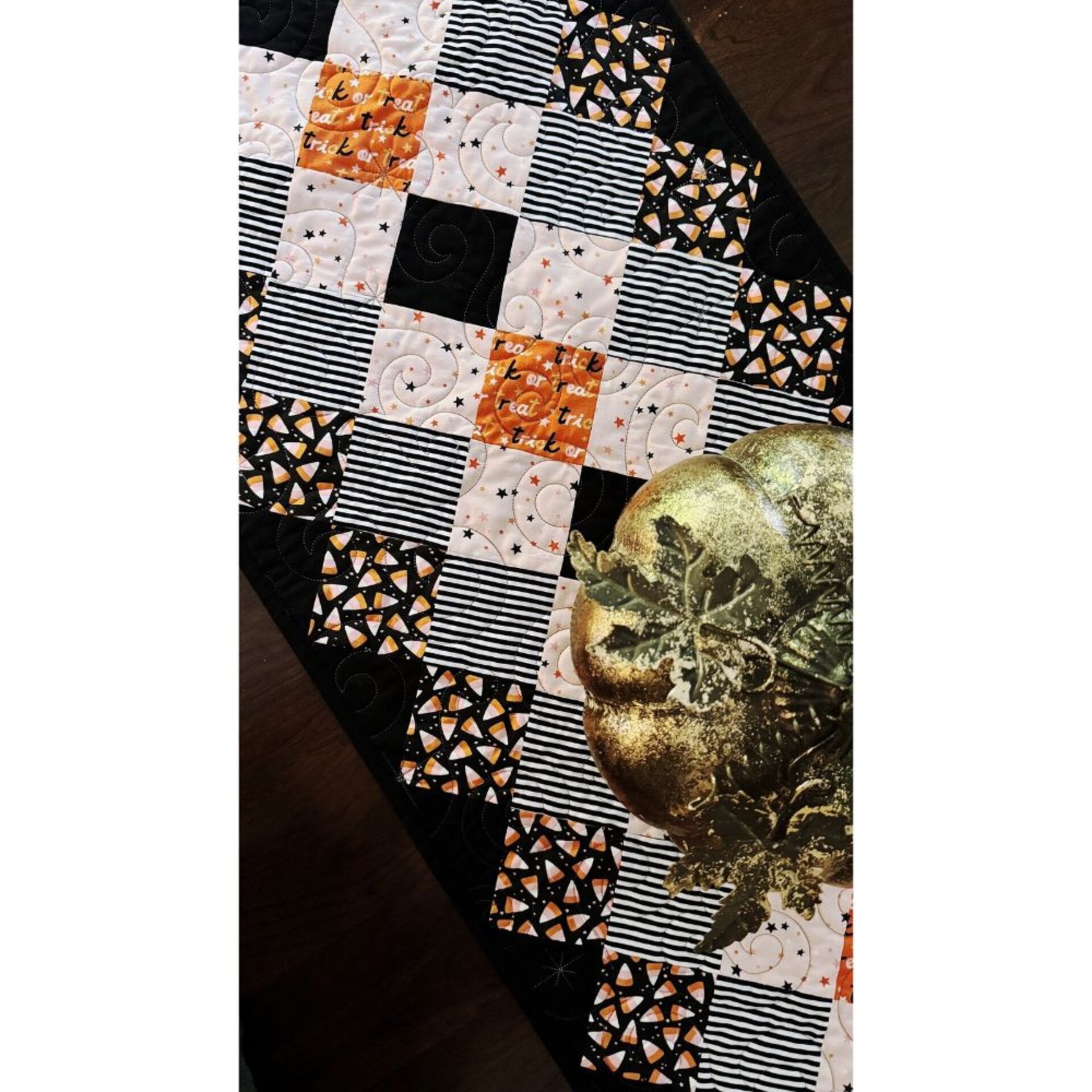 Halloween QuiltedTable or Bed Runner, 67 X 17
