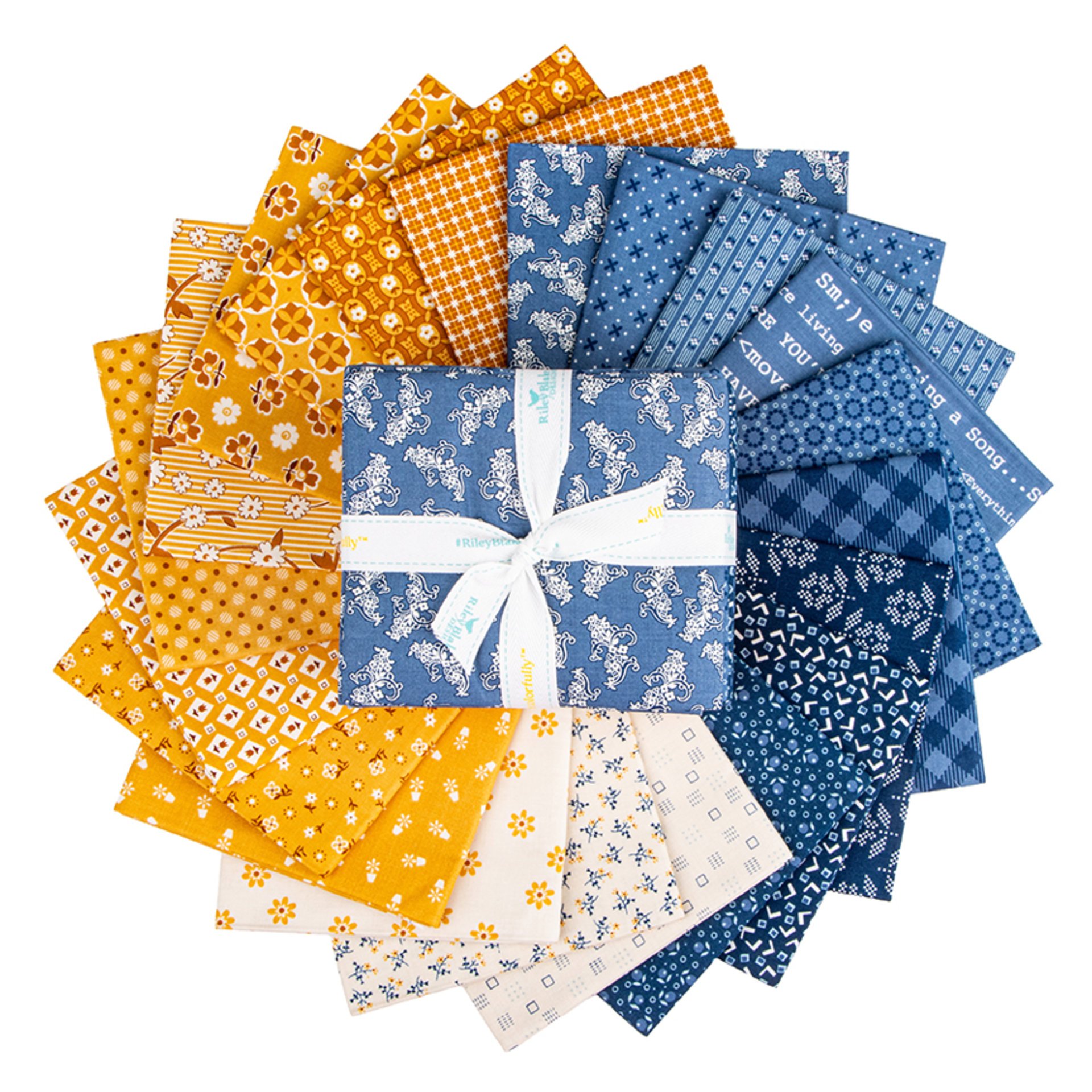 Riley Blake Denim & Daisy Fat Quarter Bundle by Lori Holt - 21 Fabrics