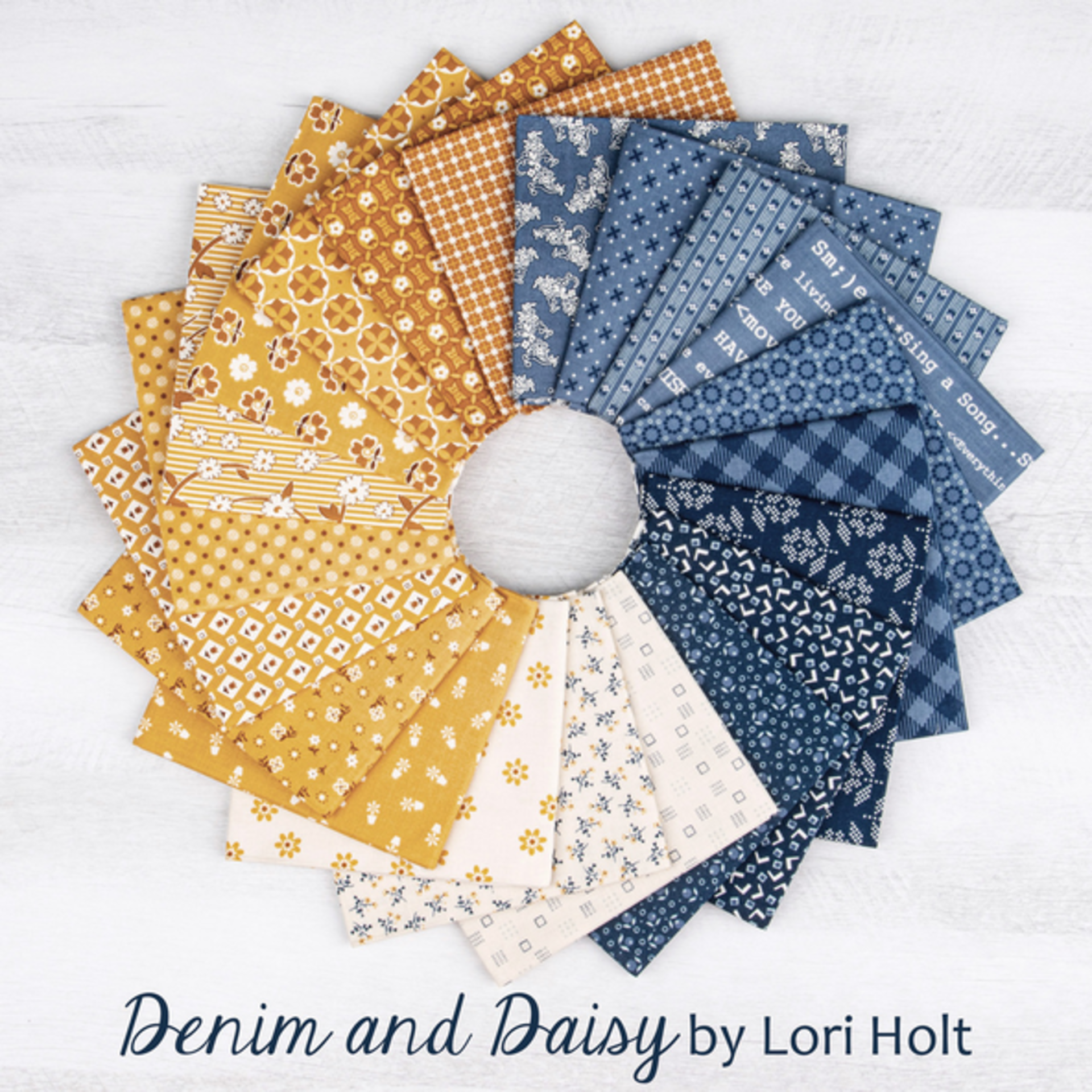 Riley Blake Denim & Daisy Fat Quarter Bundle by Lori Holt - 21 Fabrics