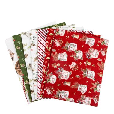 Riley Blake Holiday Spirit 1 Yard Bundle in Red Colorway by Lisa Audit - 7 Fabrics